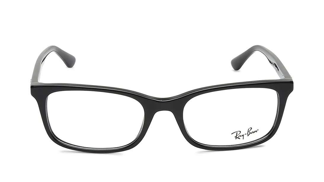 Front view of Ray-Ban black rectangle rimmed eyeglasses for men and women – Anna Nagar Madurai